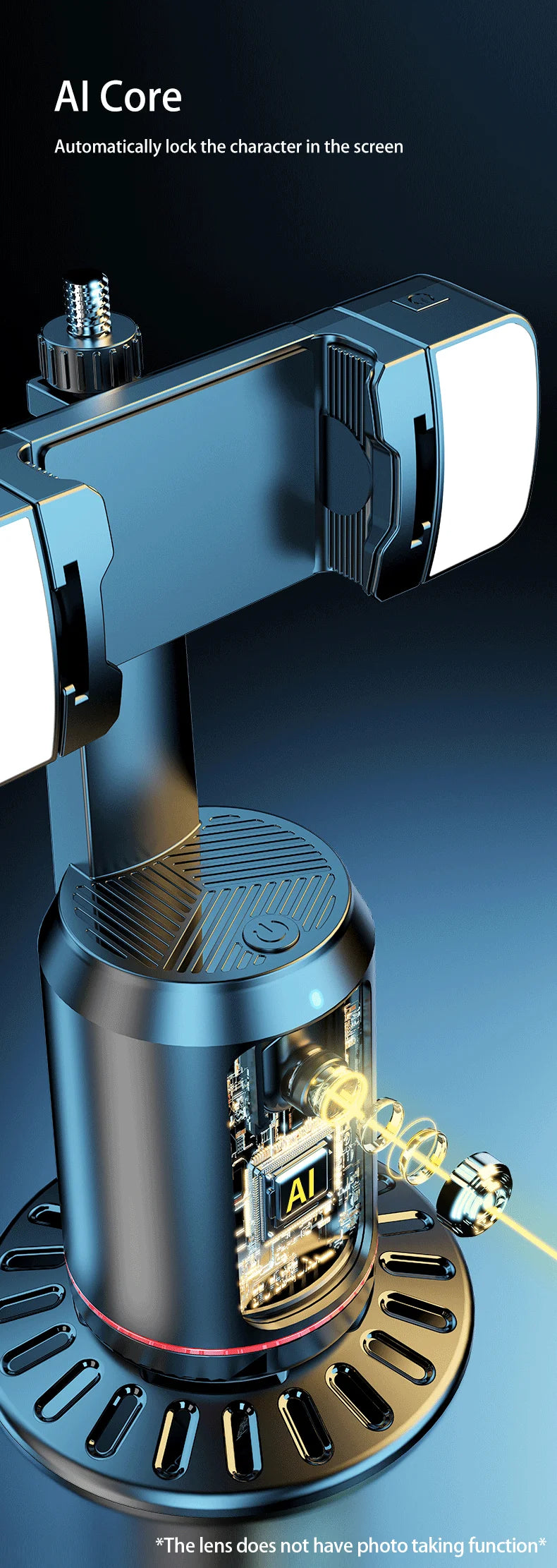 360° Rotation Phone Gimbal Stabilizer with Remote, Desktop Tripod Stand & Auto Tracking for Live Streaming/Vlogging