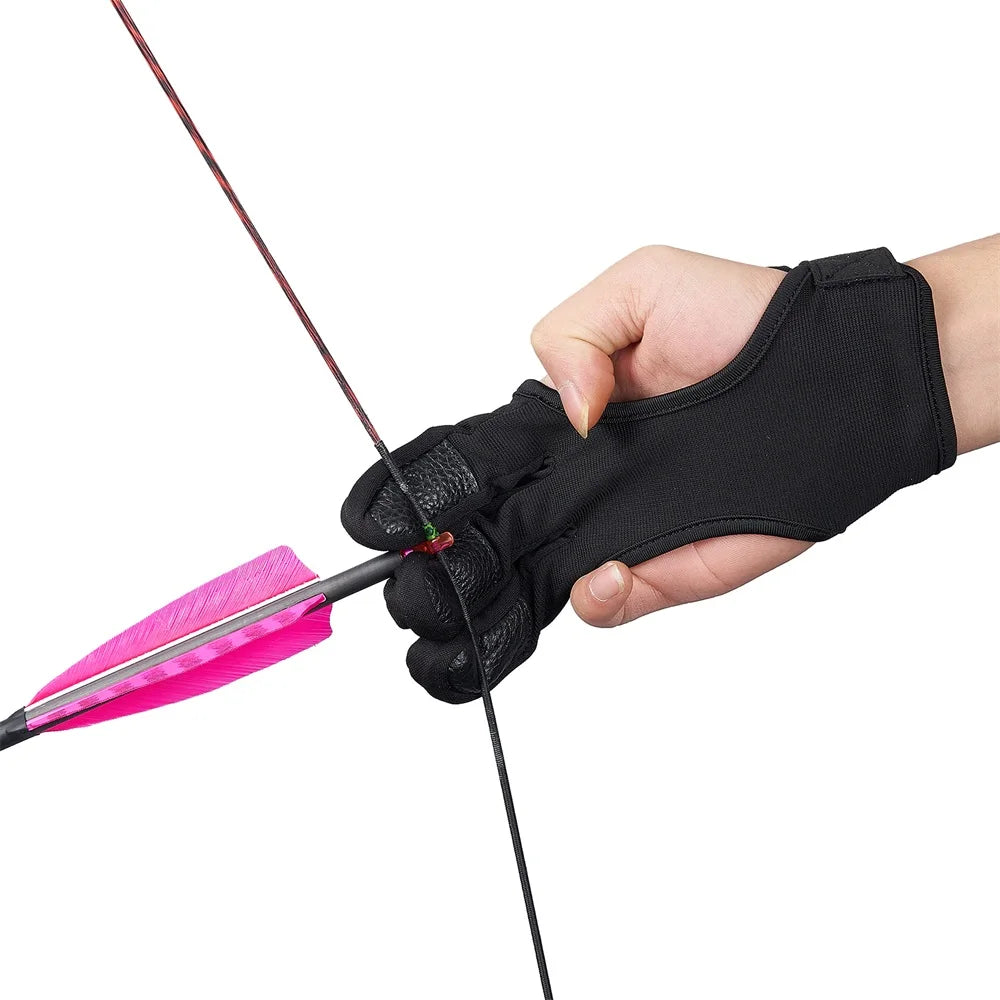 Archery Arm Finger Guard Leather Handguard Protector Adult 3 Finger Glove Left Right Hunting Shooting Safety Anti Slip Protect