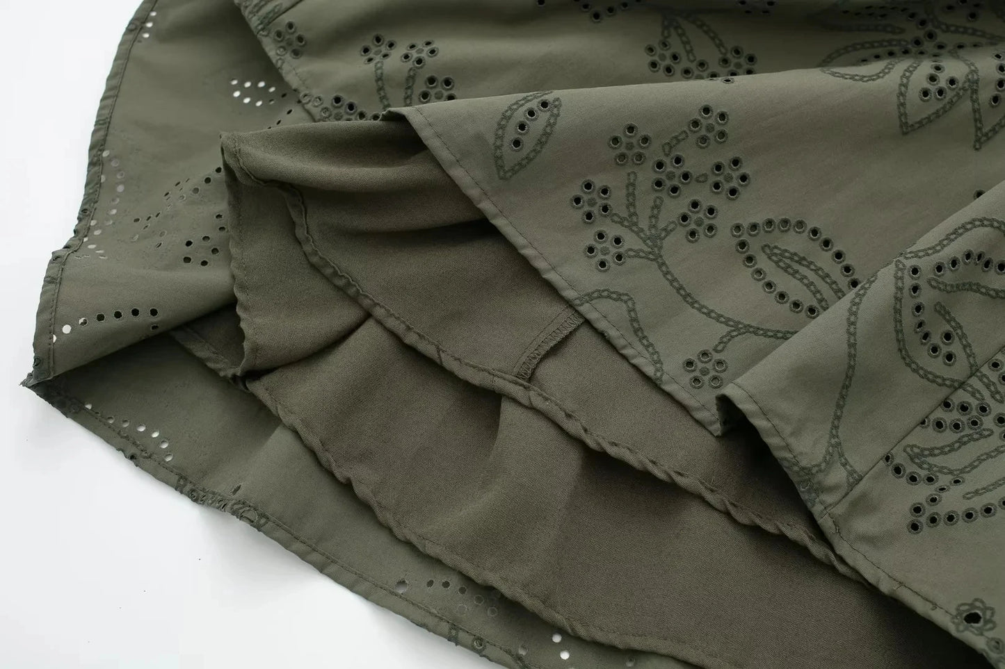 HH Spring Women's Vintage Solid Shirt Dress Puff Sleeve Short Dress V-Neck Female Hollow Embroidery Casual Belt Dresses