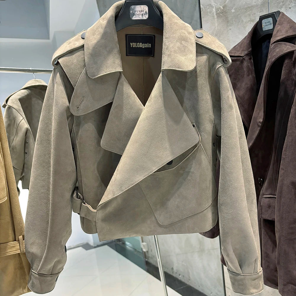 YOLOAgain Oversized Real Leather Jacket Women Sheepskin Coat