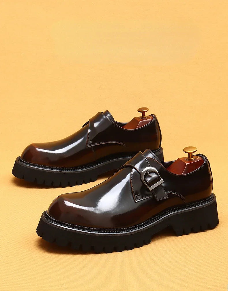Italian Patent Leather Mens Dress Shoes Luxury Brand Handmade Fashion Platform Elegant Genuine Leather Wedding Oxfords Shoes Man