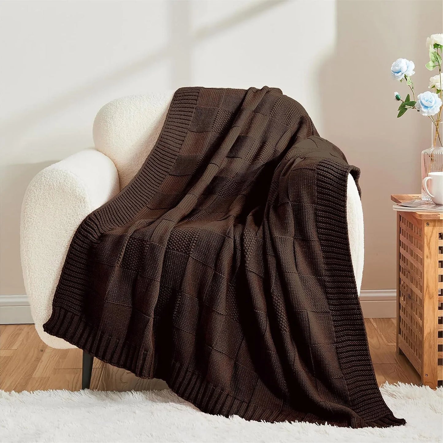 Bohemian New Waffle Sofa Knitted Blanket Cover Plane Office Nap Camping Leisure Soft Blanket Green Shawl Blanket Small Bed Cover