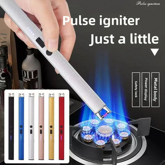 Outdoor Barbecue USB Arc Lighter Rechargeable Long Kitchen Gas Stove Lighter Windproof Plasma Arc Flameless Lighter