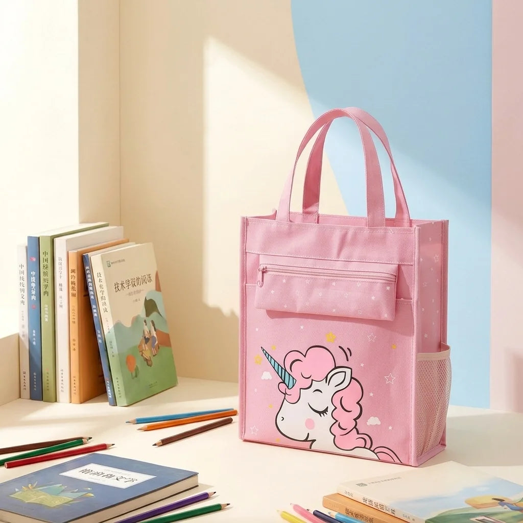 School Tote Bag Large Capacity A4 Book Handbag Oxford Waterproof Student Tutoring Bag Document Storage Bag For Boys Girls