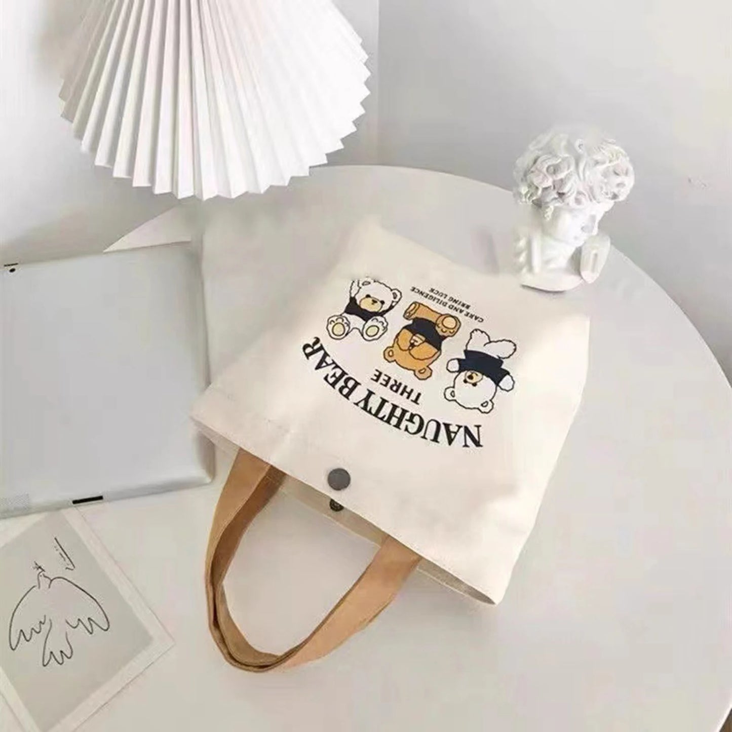 Canvas Tote Bag for School Cartoon pattern Lunch Box Student Handbag Durable Lunch Carrier Pouch Women Men 27*22cm