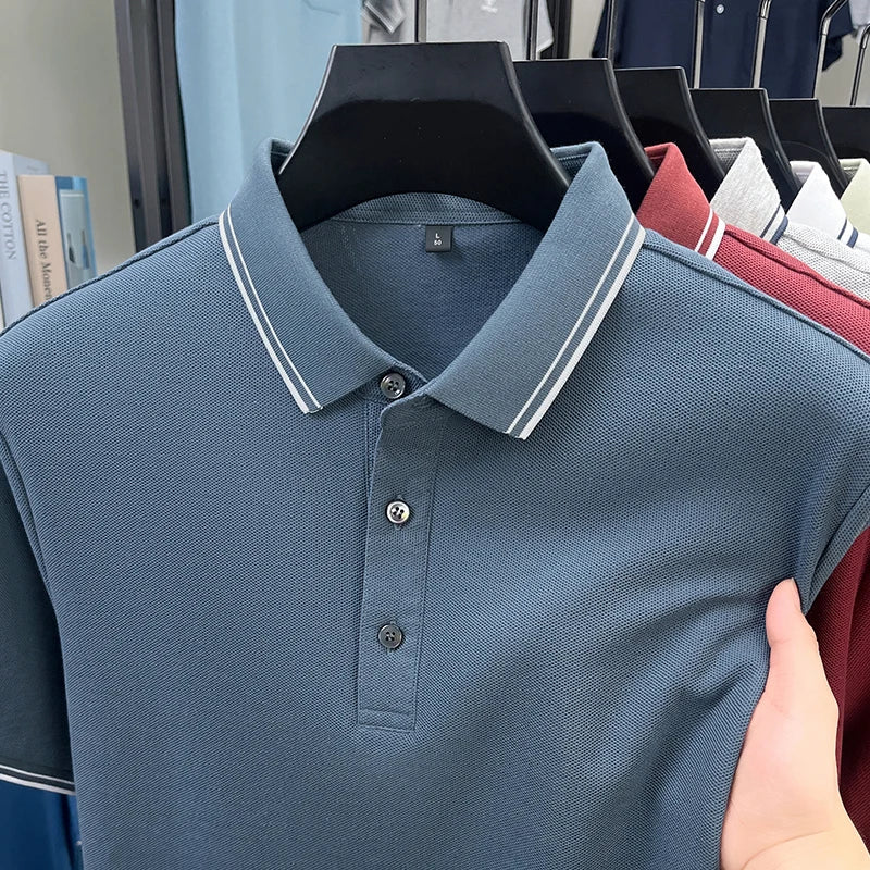 100% pure cotton men's polo shirt summer new fashion casual short sleeve comfortable luxury new simple solid color lapel T-shirt