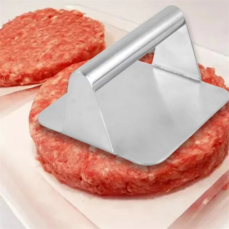 Hamburger Meat Press Stainless Steel Round/Square Smash Burger Press Deli Meats Kitchen Tool Flat Top Grill Tools Squeeze Grease