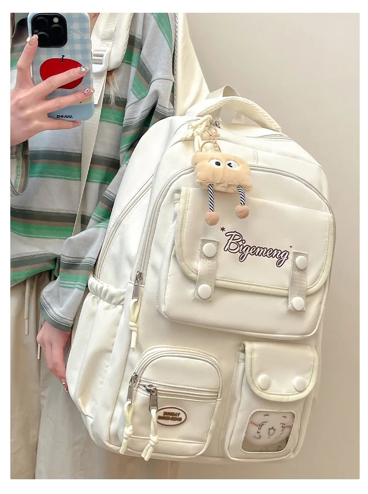 2025 cute student Backpack schoolbag For High School And Primary School Student Campus Versatile Backpack with doll