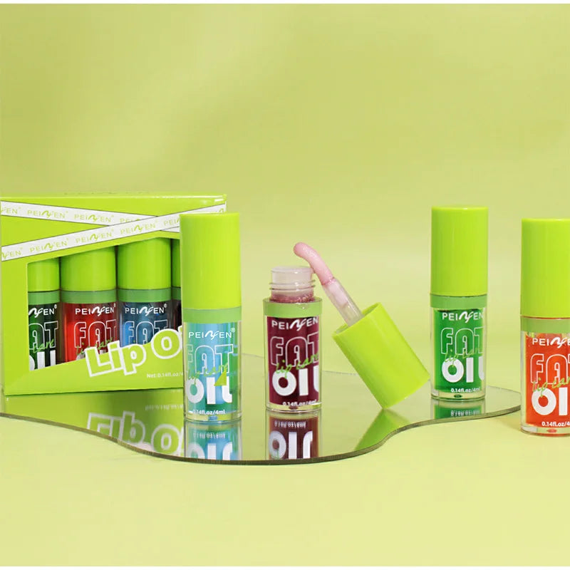 Lip Gloss Oil Kit (4 Colors),Jelly Water Shine Lipstick Set,Long-Lasting Moisturizing Makeup,Lightweight Lipgloss,Fade Lip Lines