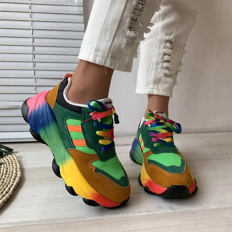Women's Sneakers New Running Footwear Spring Autumn Outdoor Sports Shoes Multicolor Leisure Comfortable Frenulum Casual Tennis