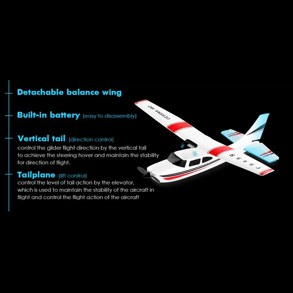 WLtoys 2.4G F949 RC Airplane Cessna 182 3D6G 3Ch Fixed Wing Plane Outdoor Drone RTF With Gyroscope RC Toy Gift for Adults