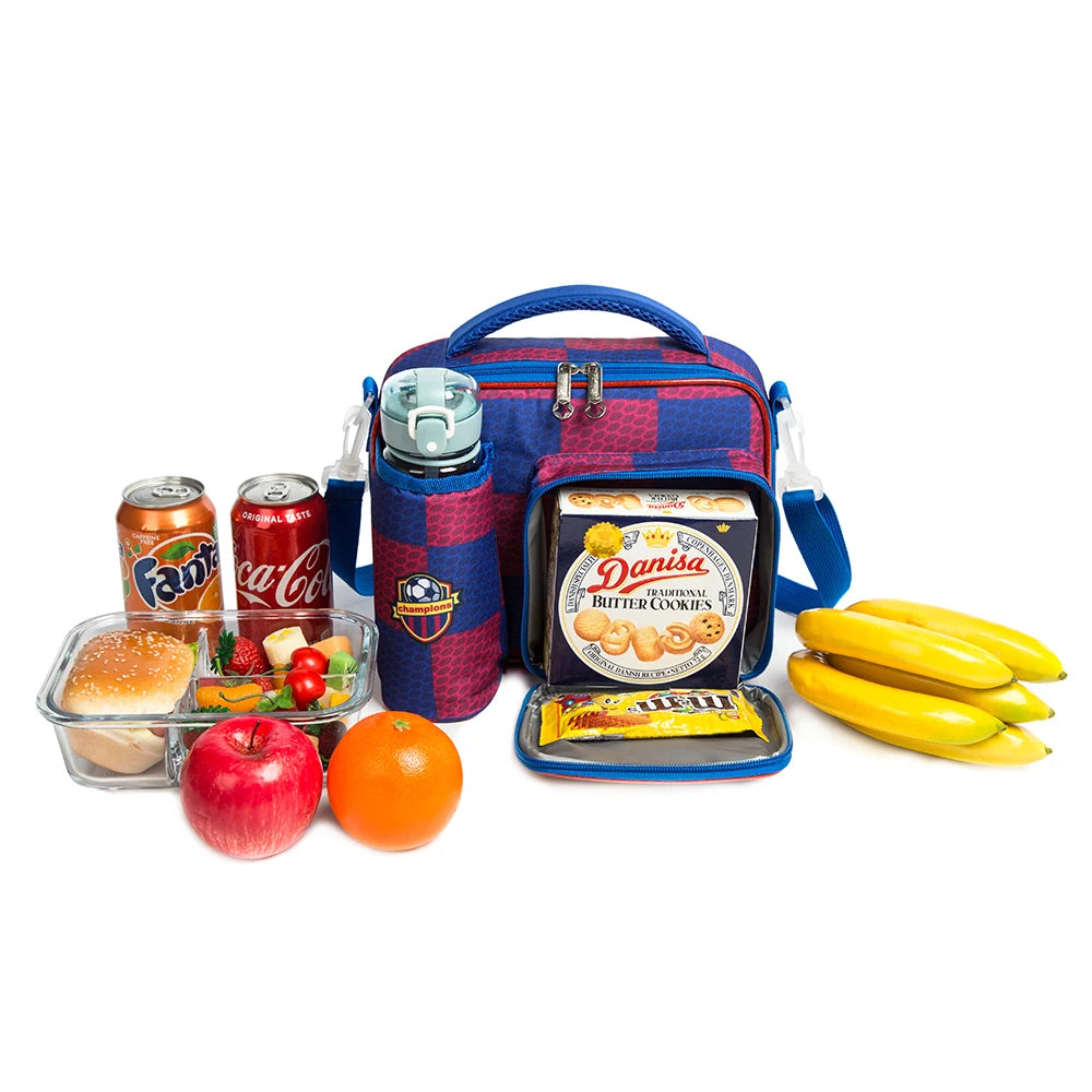 Primary School Lunch Bags for Children Complete Kit Handbags for Boys Lunch Box With Bottle Pockets Lunch Accesorios for Kids
