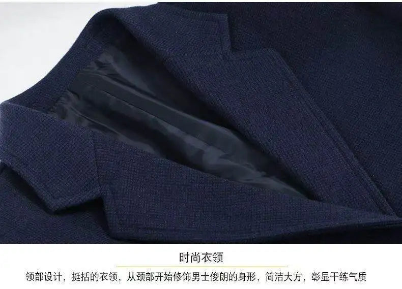 Men's woolen suit spring and autumn jacket is fashionable, cool and versatile. It is a solid-color checkered flat lapel short to