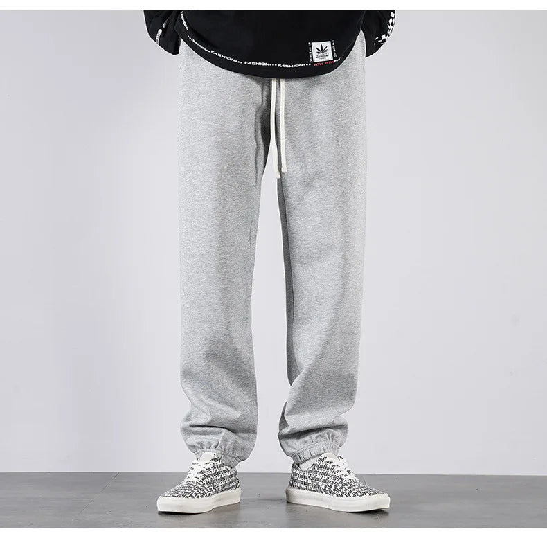 Men Big Tall Sweatpants Extra Long Length Sports Jogger Male Winter Fleece Sweat Pants Black Cotton Stretch Elastic Waist  120cm