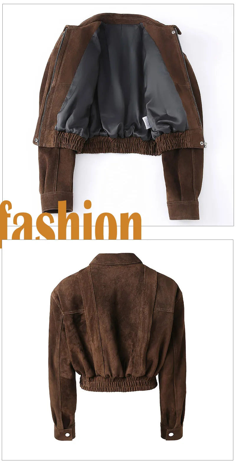 2025A Lady's Fashion Real Suede Jacket Genuine Goatskin Suede Bomber Jacket Oversize Leather Coat Women's Suit