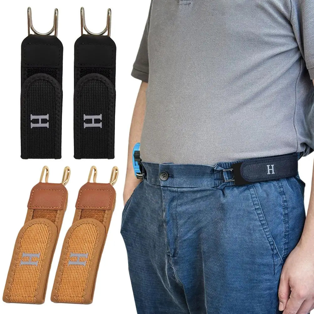 Buckleless Elastic Hook Belt Unisex Adjustable Waistband Functional Metal Hooks for Tools Daily Use, Comfortable Belt for Work
