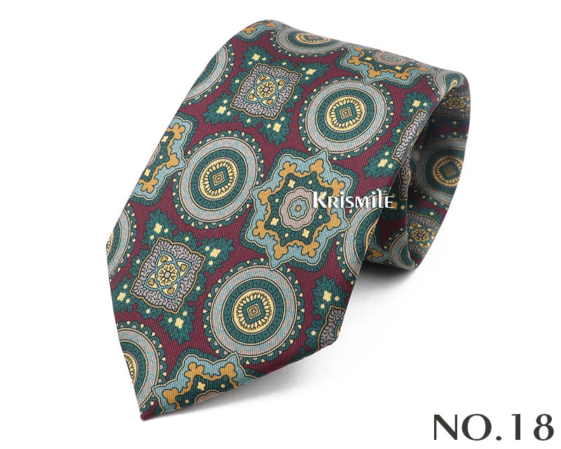 New Design Bohemian Style Necktie For Men Silk Touch Soft Blue Red Yellow Necktie Fit Wedding Party Business Office Accessory