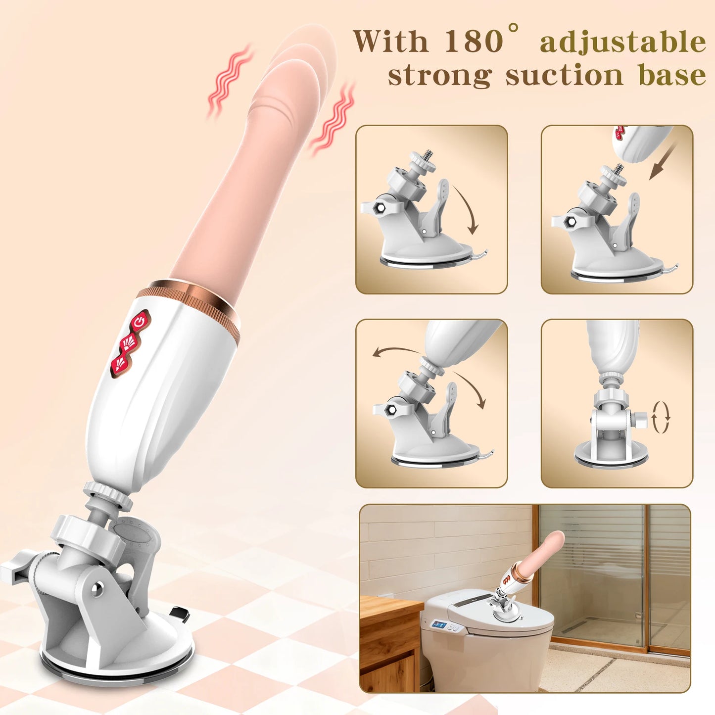 Thrusting Massager, Sex Toy, Vibrator, Adult Toy, Realistic Suction Cup Massager, G-Spot and Anal Adult Toy, Suitable for Couple