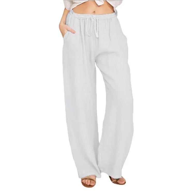 Pajama Pants Women Fashion Premium Lazy Style Casual Pants Loose Trend Straight Wide Leg Long Pants Solid Color Lounge Pants