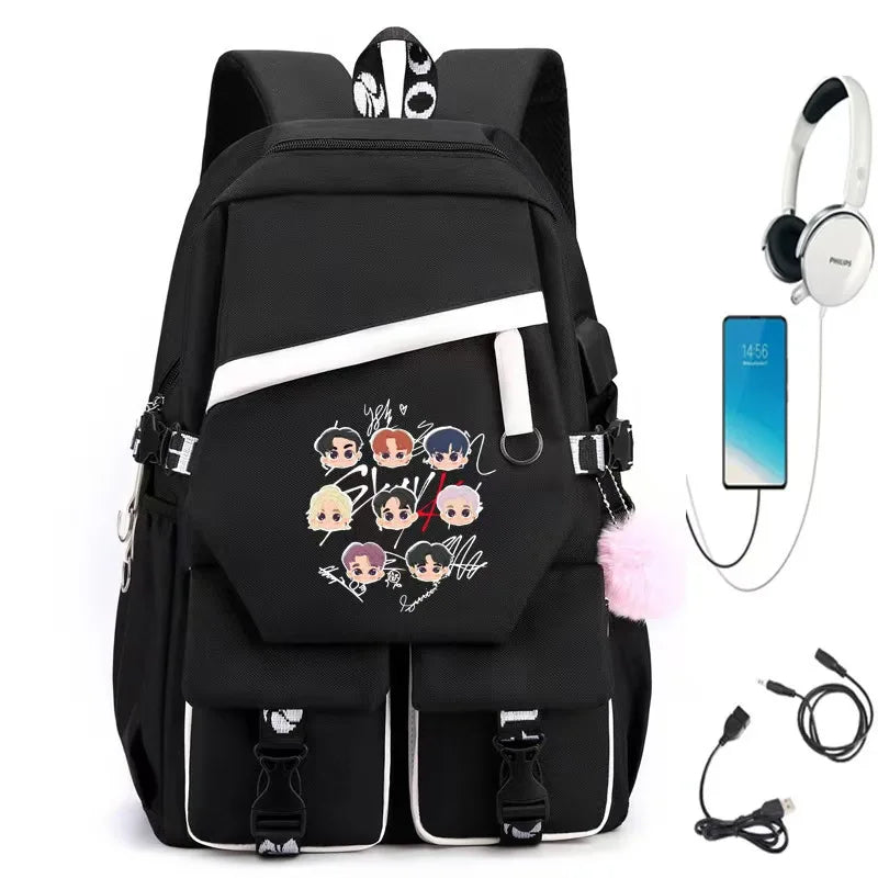 New StrayKids shoulder bag student backpack leisure bag travel backpack SKZOO School Bags Boys Girls Teens Bookbag