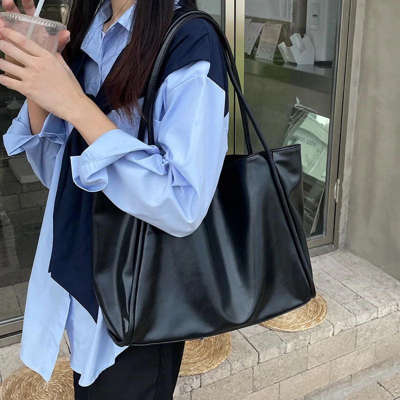 Women Tote Bag Fashion Underarm Pouch Large Capacity Soft Pu Leather Shoulder Bag Retro Crossbody Bag Casual Portable BucketBags