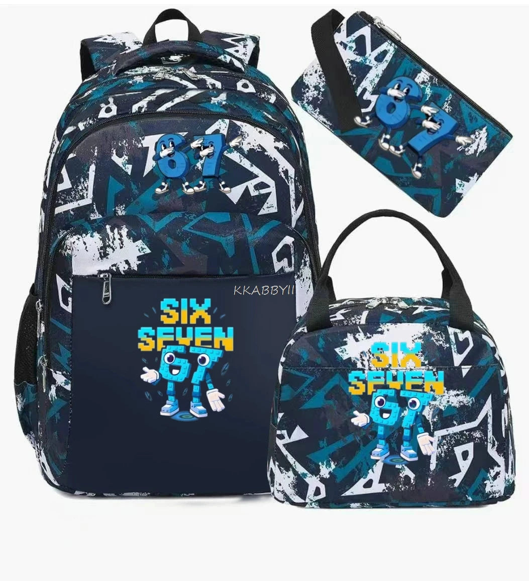Steal A BrainRot Backpack with Lunch Bag for 67 Six Seven Teenagers Student School Bags Casual Comfortable Travel Set