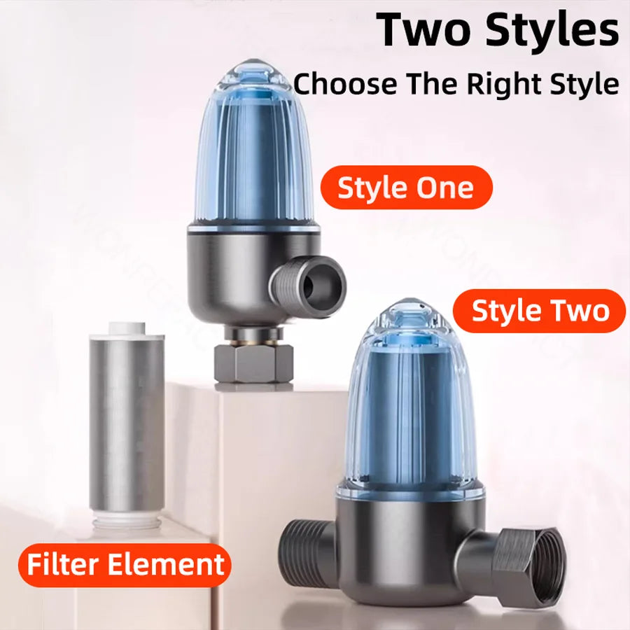 Shower Water Filter Stainless Steel High Pressure PreFilter Water Heater Purifier for Showers Sinks Spin Down Sediment Filter