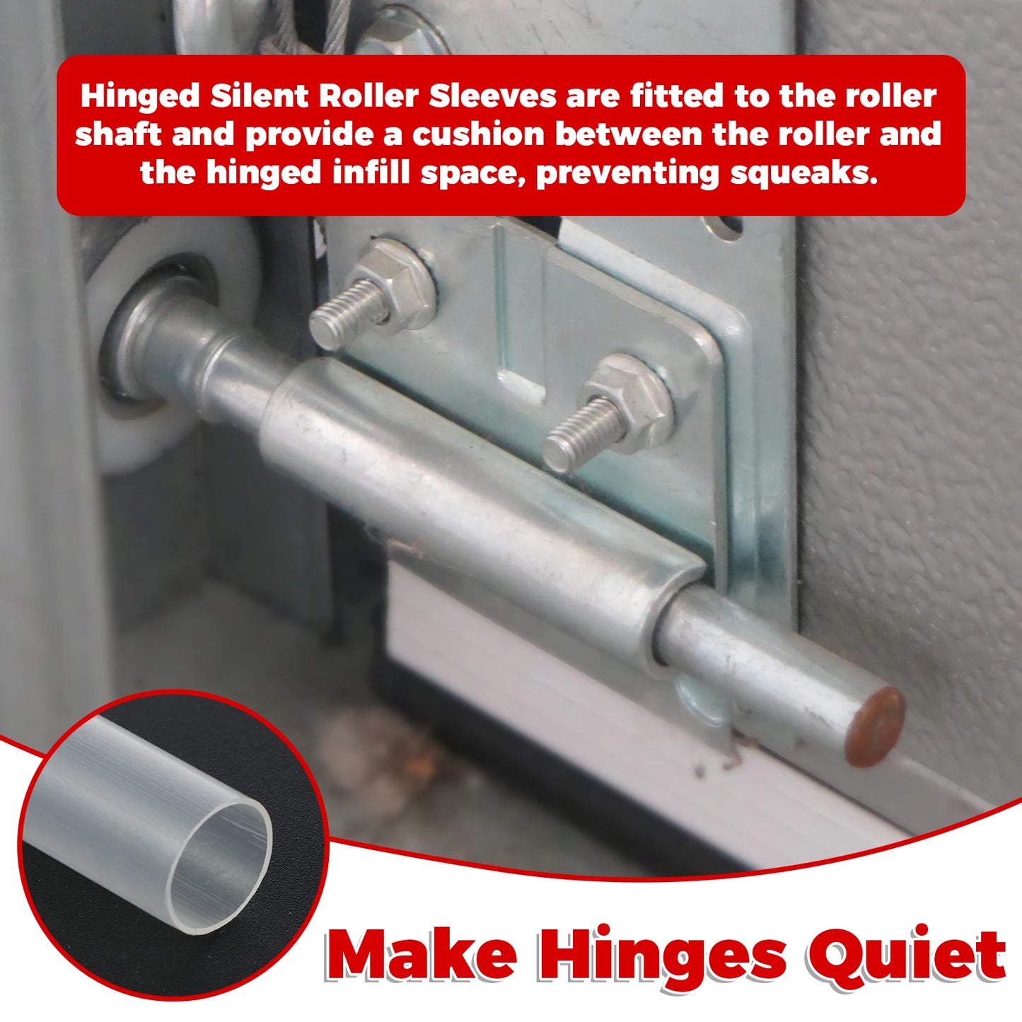 20PCS/Set Garage Door Hinge Quiet Roller Sleeves Roller Shaft gaskets Compatible with New Rollers or Rollers with Clean Stems