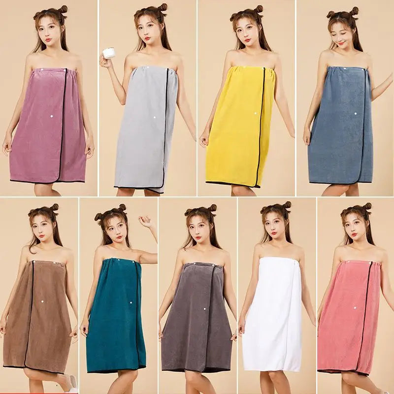 Cotton Bath Towel Wrap Bathrobe Thickened Soft Absorbent Quick Dry Velvet Wearable Plus Towel Hotel Bathing Sleepwear