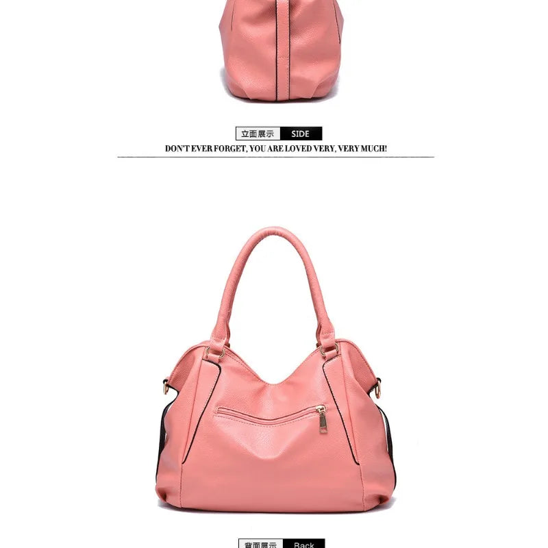 Ladies' leather bag, soft leather, mother's bag, simple middle-aged women's bag, large capacity handbag, crossbody bucket bag