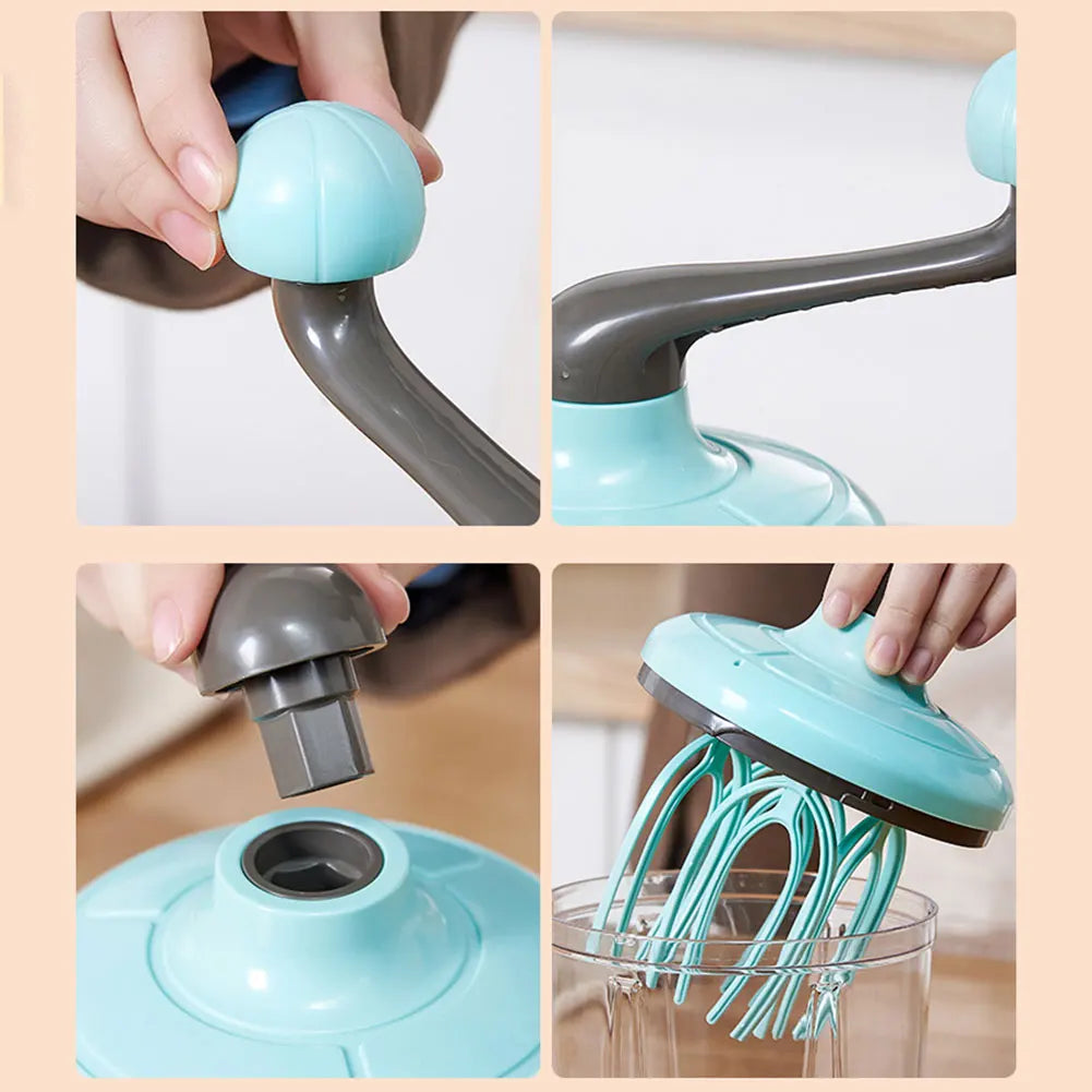 Manual Egg Beater Hand Cranked Cream Mixer Multi-Function Egg Whisk Blender Kitchen Baking Tool for Blending Whisking Beating