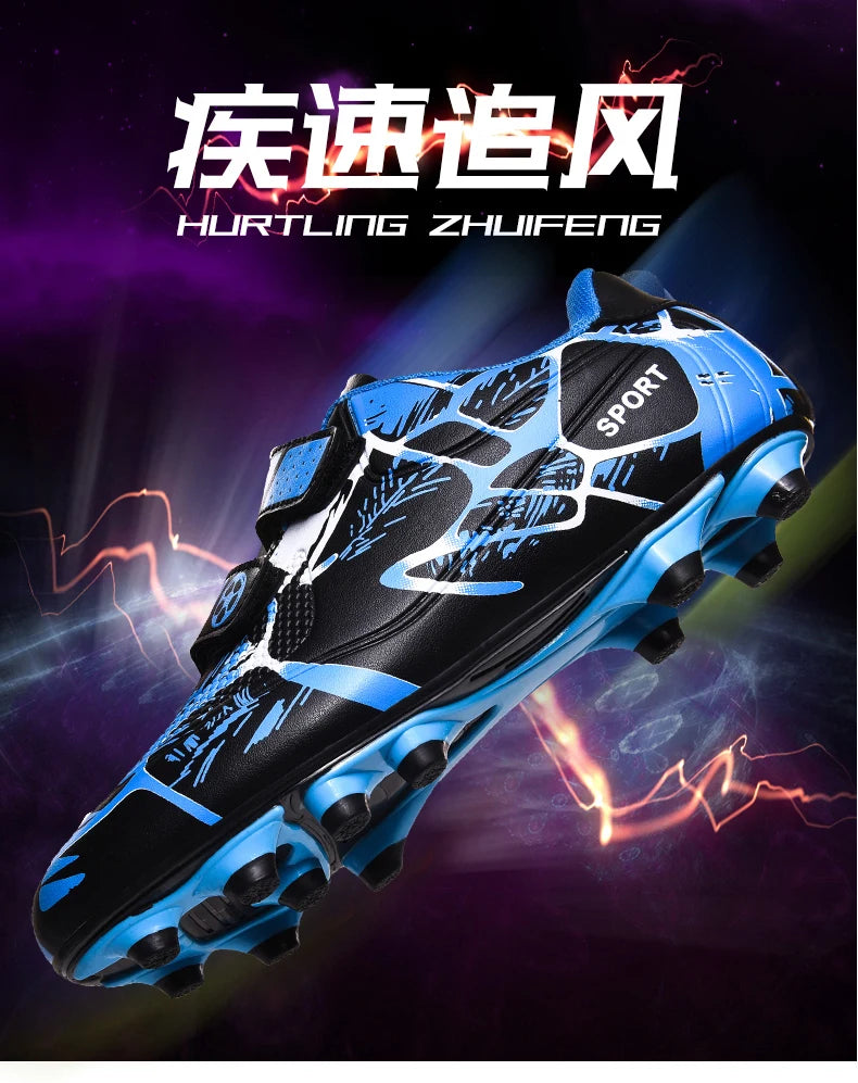 Kids Soccer Shoes HOOK&LOOP Football Sports Shoes Boy Outdoor Non-Slip Training Shoes Child Lightweight Children's Soccer Cleats