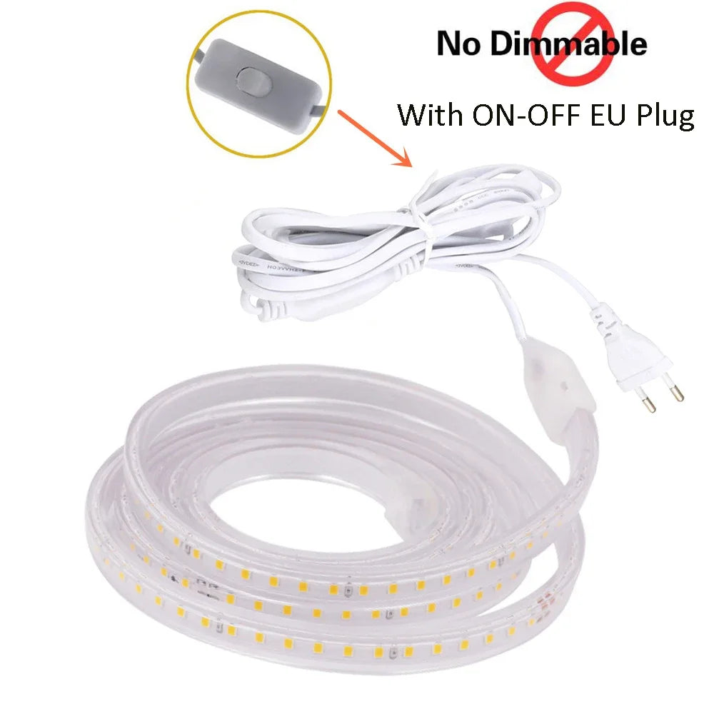 LED Strip AC 220V IP67 Waterproof 2835SMD 120leds/m Commercial Rope Light Flexible Ribbon DIY Christmas Holiday Home Decor Tape