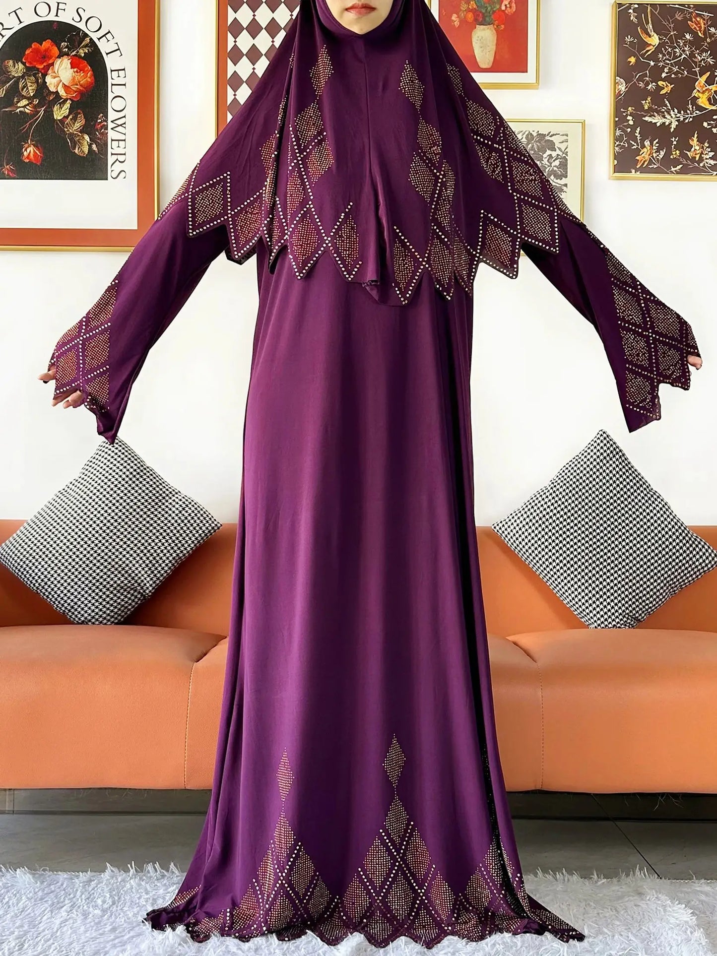 2025 Islamic Women's Hijab Scarf Long Dress Sets Prayer Garment Set Long Khimar Dress And Hijab Combo for Ramadan Daily Wear