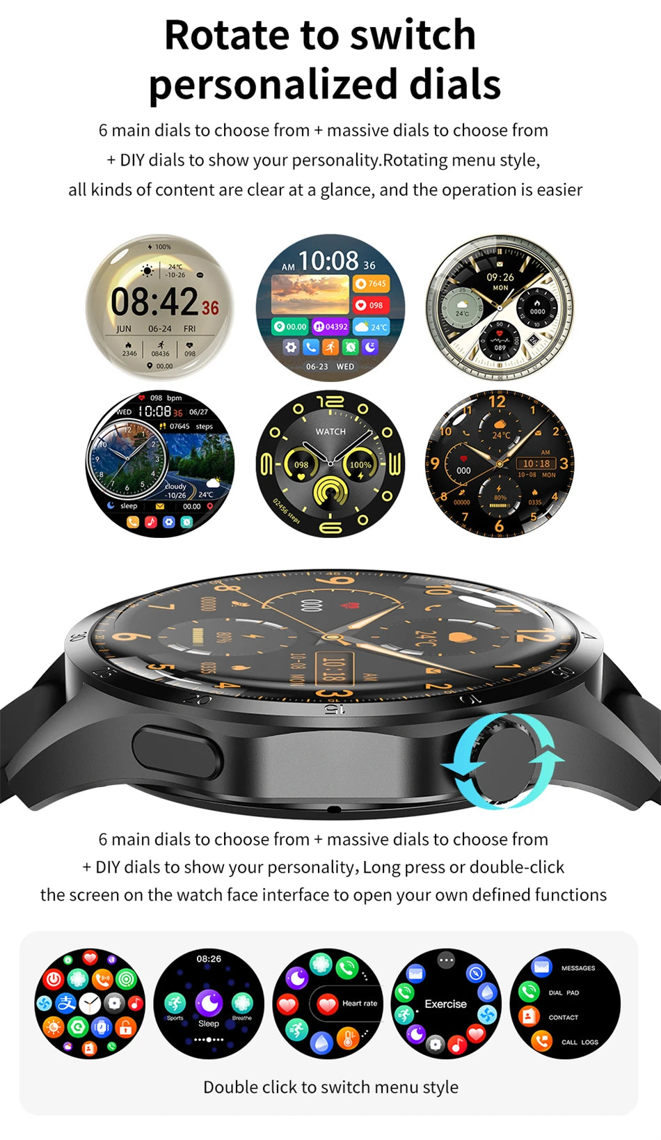2025 New Men Watch 4 Pro 1.43 inch 360*360 AMOLED HD Screen Bluetooth Call Health Monitoring Men Watch Men For Android IOS clock