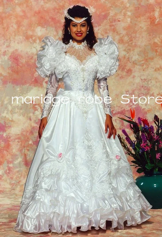 History Fashion Wedding Dresses Dear Lord Puffy Long Sleeve Ruched Applique Corset Lace-up Bridal Gown Outfit Customsized
