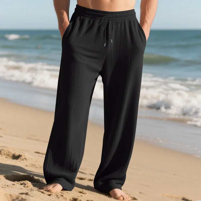 European and American Independent Station Men's Casual Trousers Loose Straight Pants Pit Strips Jacquard Wide Leg Pants