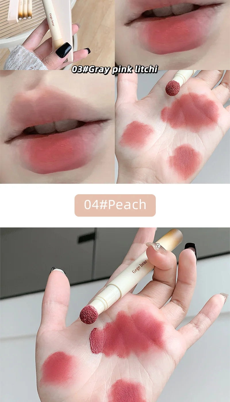 Gege Bear Velvet Matte Lip Powder Cream — Soft Velvet Finish, Natural-Looking and Skin-Tone Enhancing, Long-Lasting,