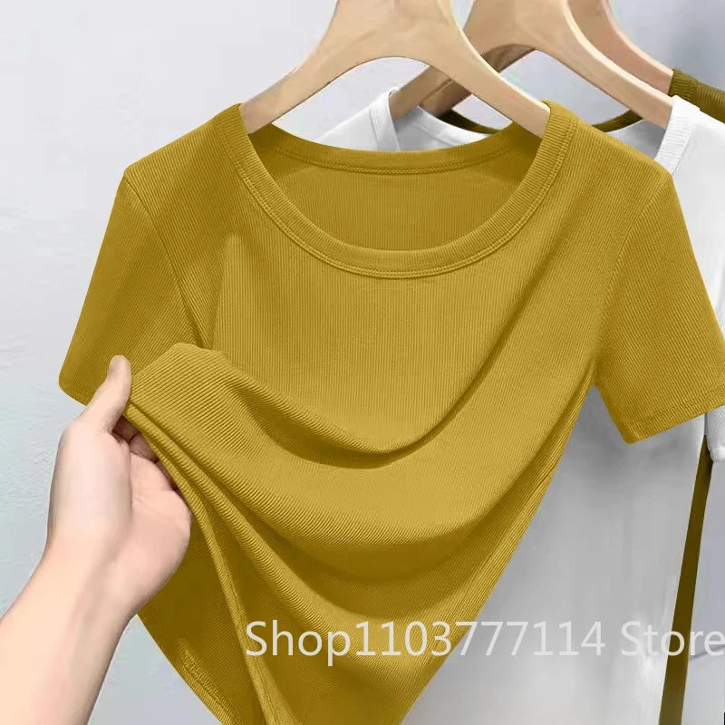 Summer woman O Neck T-Shirt Fashion Trendy Loose Fit Short Sleeve Soft Breathable  Casual Tops Daily Wear Street Style Outfits