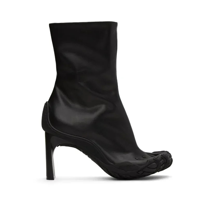 Five Finger Toe Fashion Novel Women Boots Black/pink/white High Heel Ankle Boots 2025 New Elastic Mesh Cloth Luxury Socks Boots