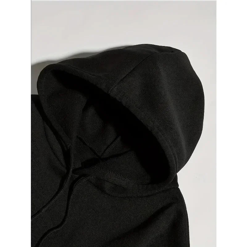 Men's 100% Pure Cotton Loose White Hoodie Round Neck Top Daily Comfortable Shirt Solid Color Loose and Versatile Casual
