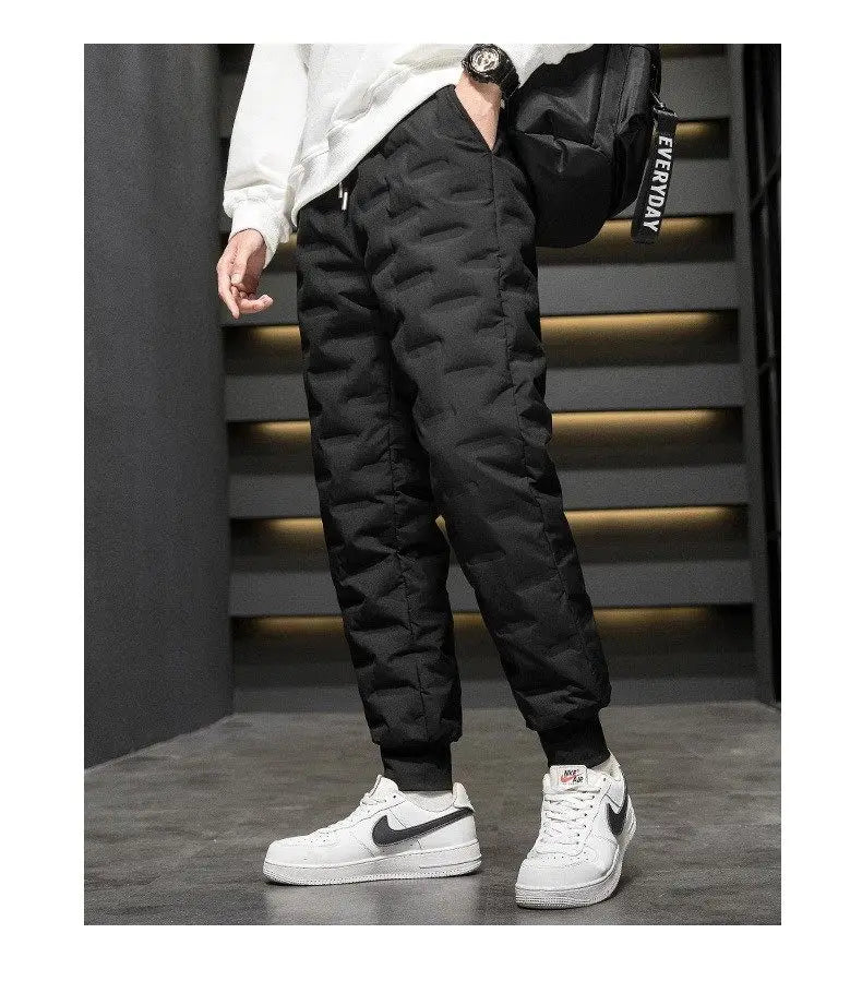 Men's down Pants Winter Outdoor Wear Thickened Large Size High Waist Warm Cold Proof Windproof Cotton Pants Harlan Style