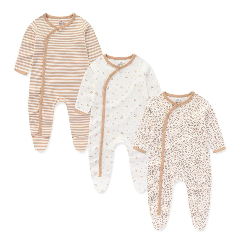 Cotton Baby Girl Clothes 3Pieces Cartoon New Born Baby Boy Clothes Sets Long Sleeve Autumn Footie Jumpsuits Zipper Spring Bebes