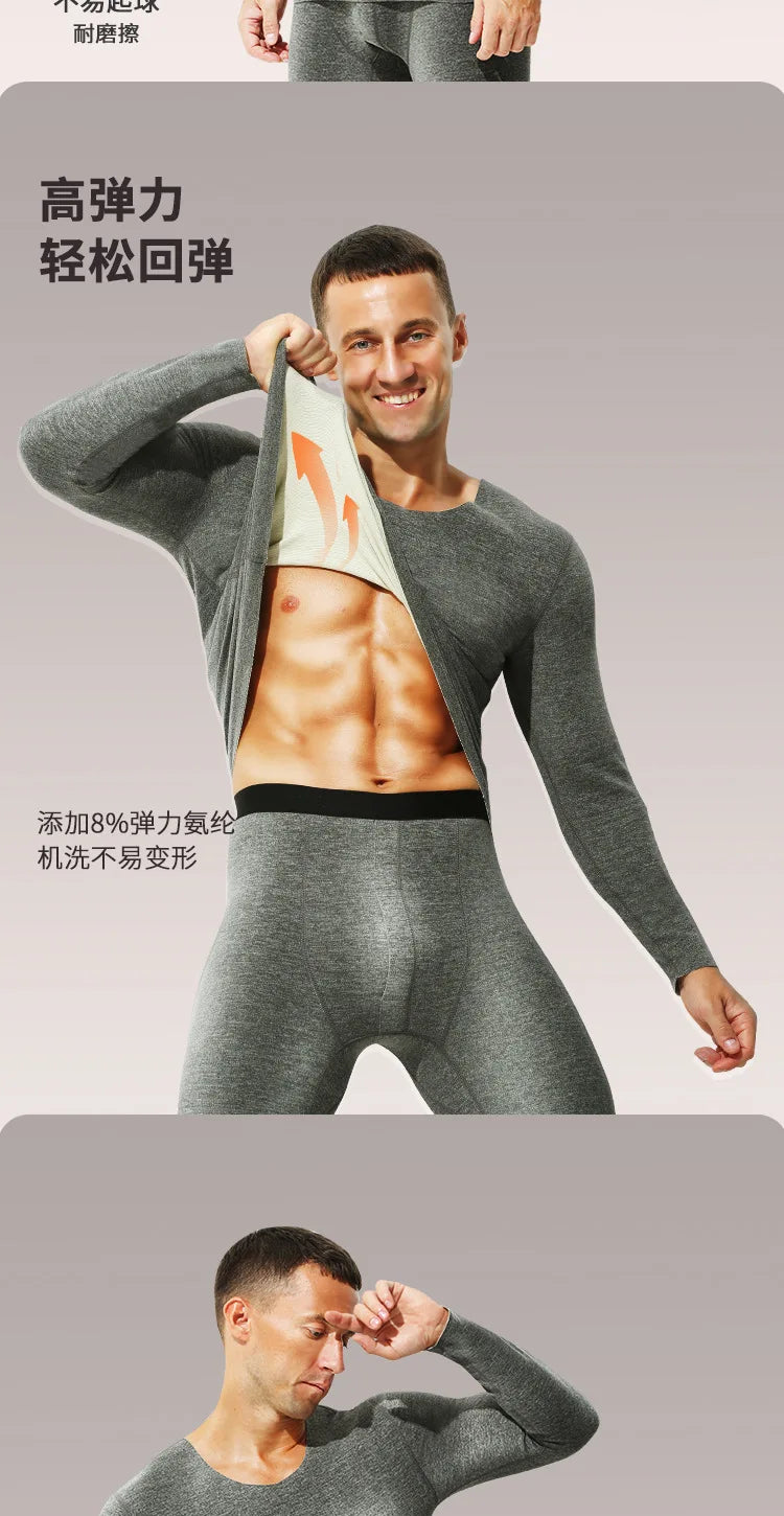 Thermal Underwear Tops Men's Winter Fleece Thickened Undershirt V-Neck Long Sleeve Bottom Shirt Long John Thermo Undercoat