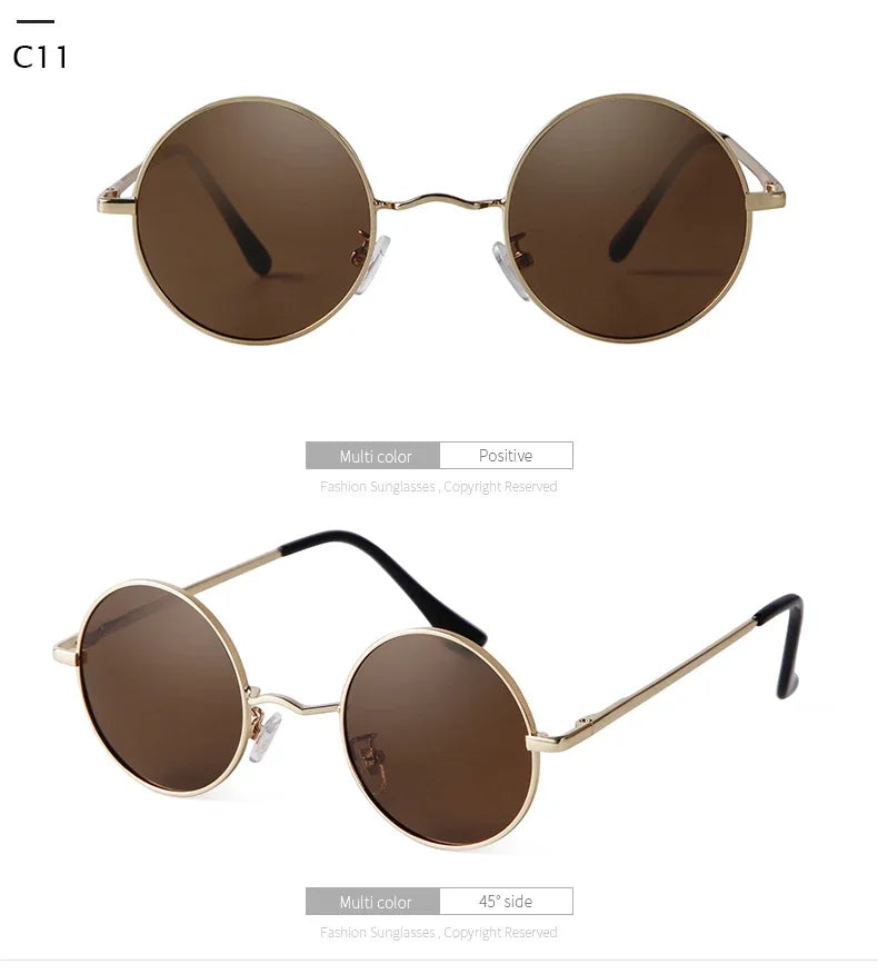 Trendy Round Polarized Sunglasses High Quality Brand Design Vintage Party Men Circle Small Frame Women Yellow Shades Sun Glasses