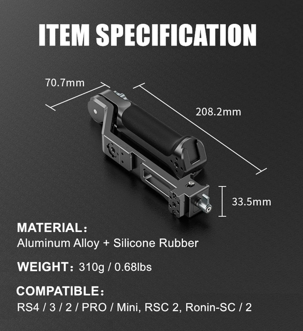 Sling Handgrip Gimbal Sling Handle for DJI RS4/3/2/Pro/Mini Stabilizer, 13.2lb Max Load, Ergonomic Grip for Low Angle Shooting