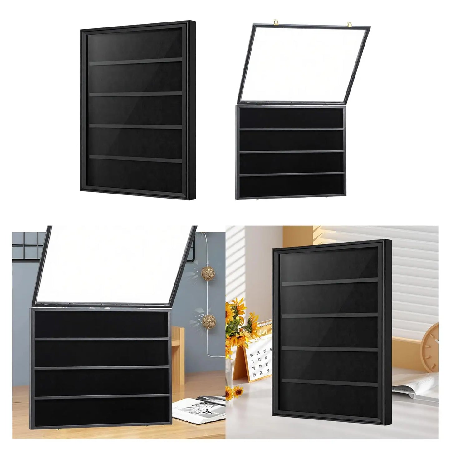Baseball Card Display Case Display Frame Wall Cabinet Wooden Lockable with Acrylic Front for Hockey Collection