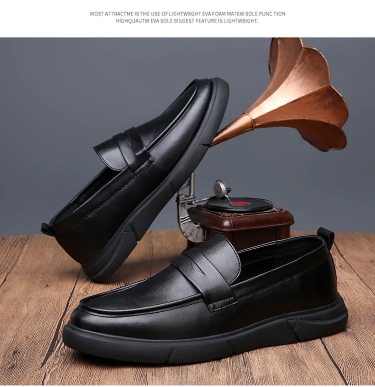 Genuine Leather Men's Business Leather Shoes Soft Soled Comfortable Men's Driving Shoes Loafers