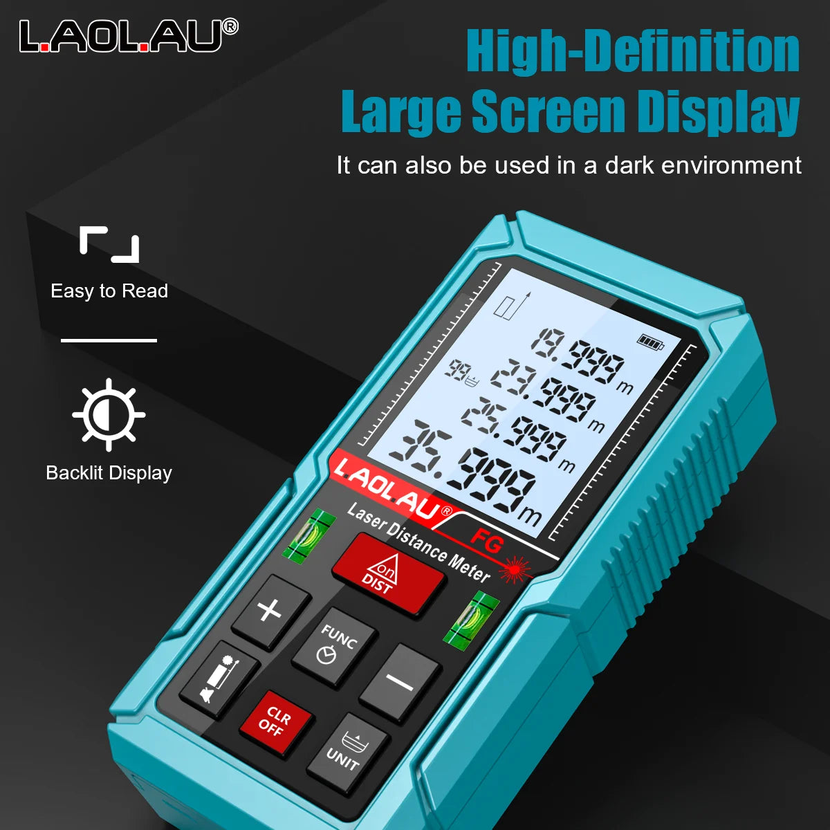 Laser Meter Digital Tape Timer Trigger Measure Tools 50m 100m 150m Laser Distance Meter Bubble Level Handheld Laser Rangefinder