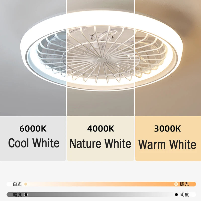 New Ceiling Fan Light Living Room Bedroom Modern and Simple Home Intelligent Remote Control Restaurant LED Fan Light